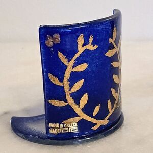 Mixaha Fused Glass Artistic Handmade Cobalt blue Candle Holder Greece